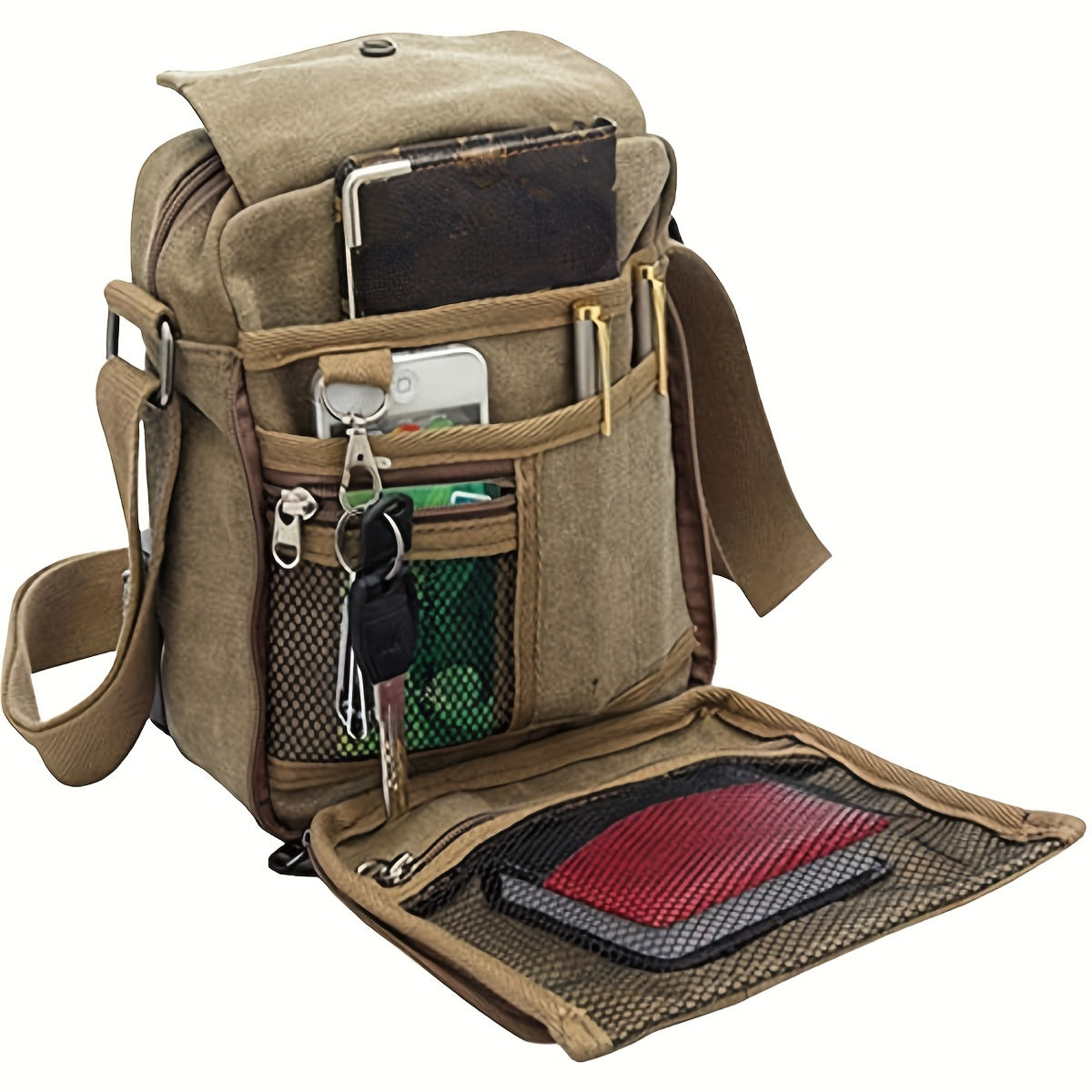 Casual Vintage Canvas Backpack - Multi-Pocket Duffel with Large Capacity