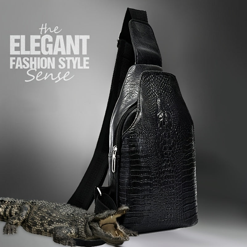 European and American Fashion Crocodile Pattern Waist Bag - Multifunctional Men's Shoulder Bag