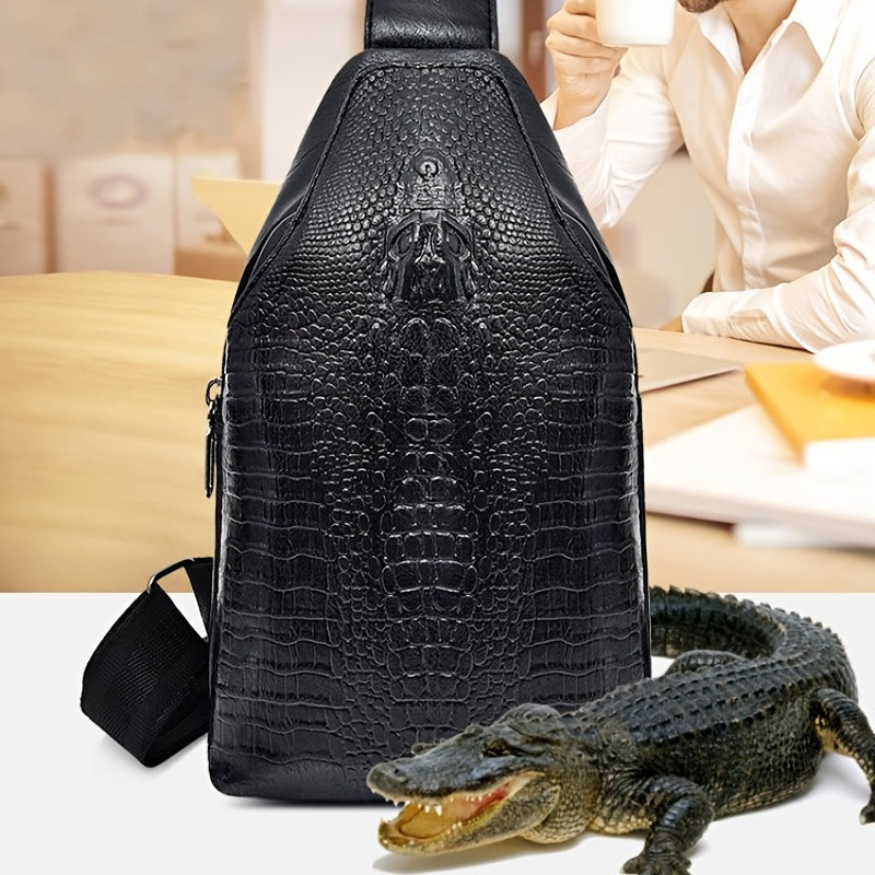 European and American Fashion Crocodile Pattern Waist Bag - Multifunctional Men's Shoulder Bag