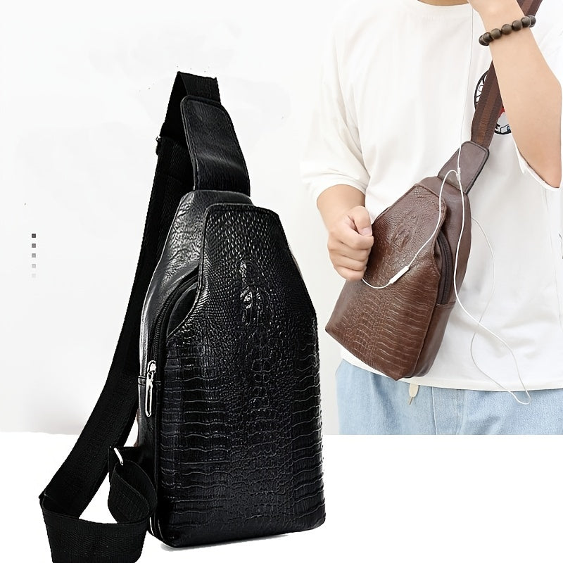 European and American Fashion Crocodile Pattern Waist Bag - Multifunctional Men's Shoulder Bag