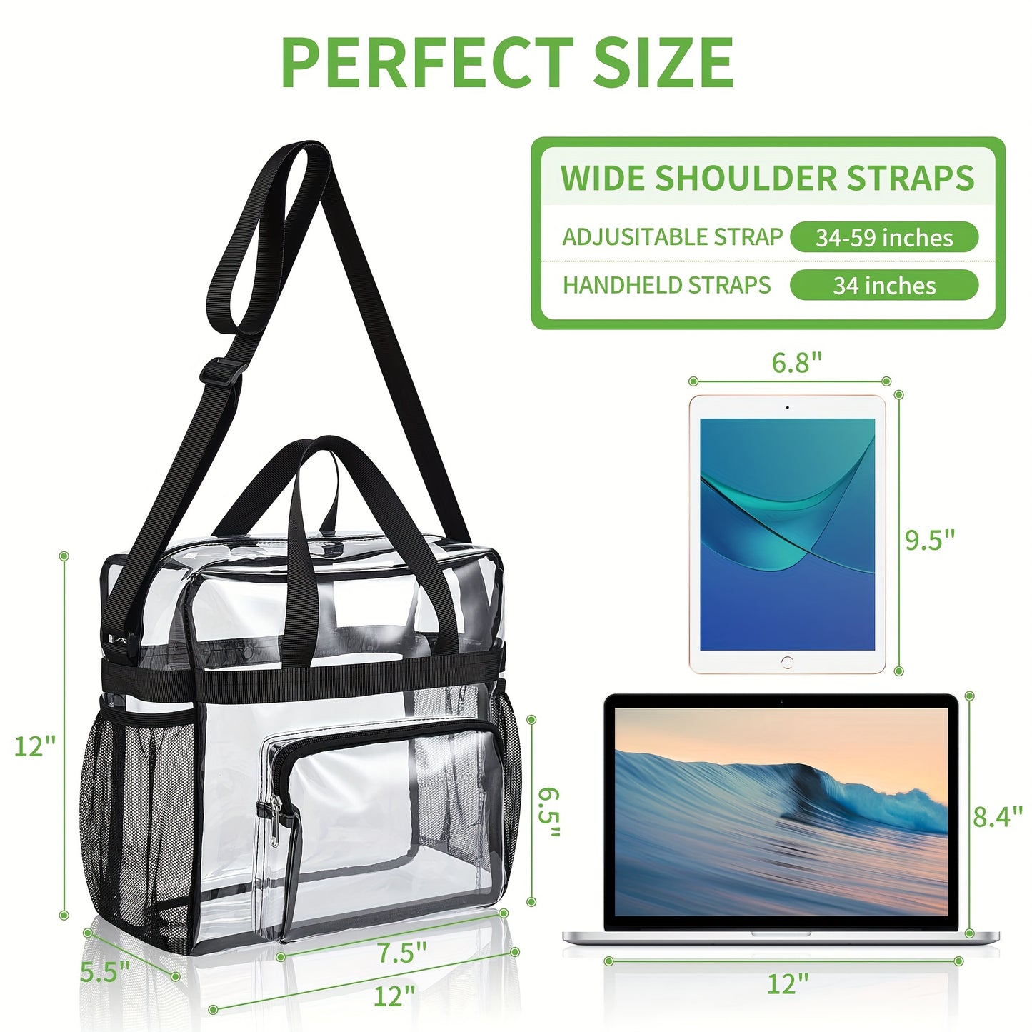 Vintage Transparent Square Crossbody Bags - Large Capacity Waterproof Handbag